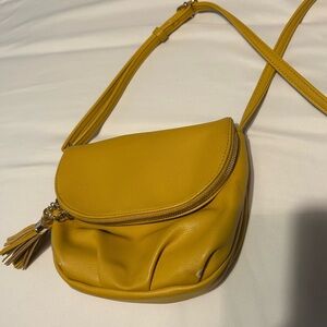 Mustard Yellow Crossbody Bag with Tassel